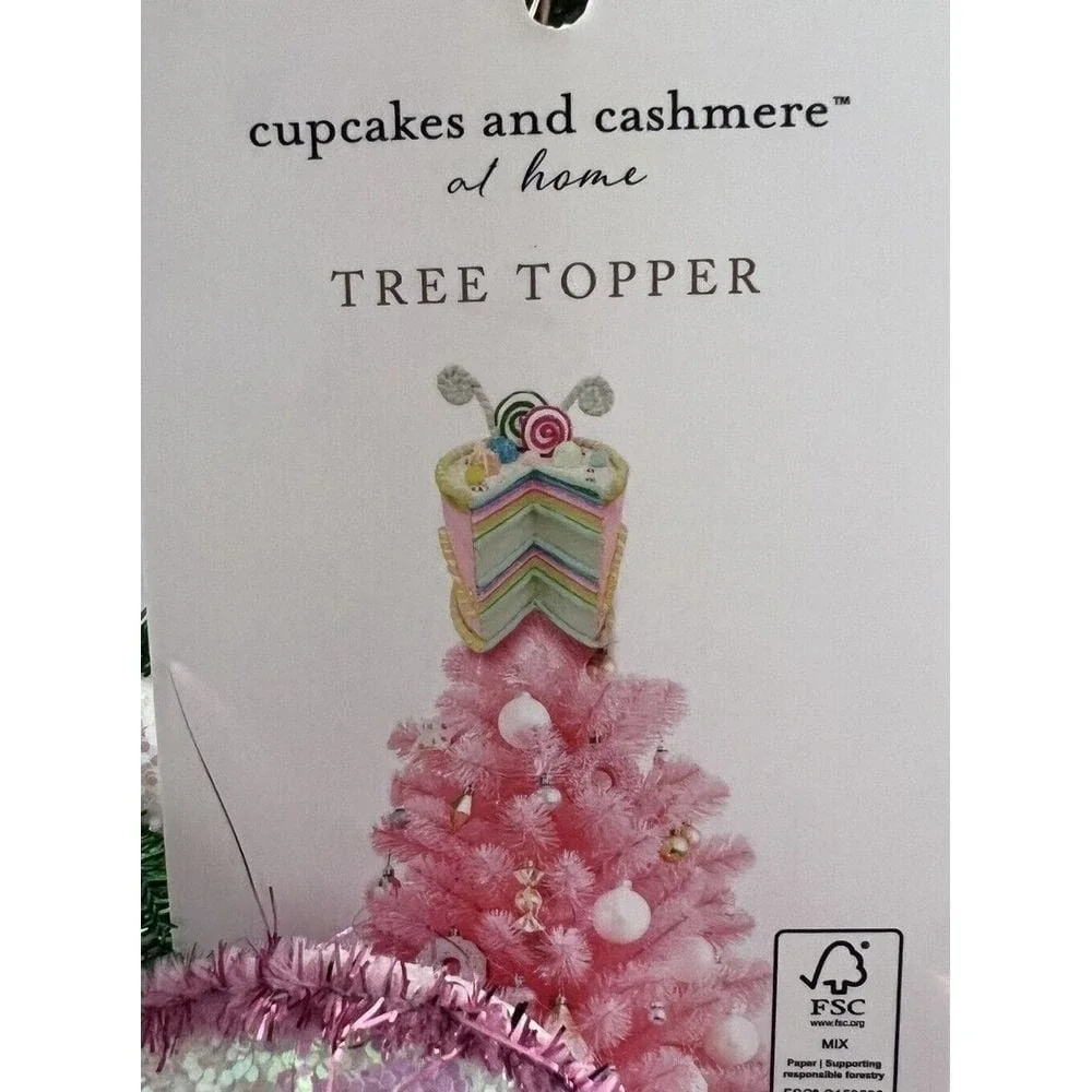 CUPCAKES AND CASHMERE Tree Topper Holiday Pastel Sugar Christmas Candy Cake NWT